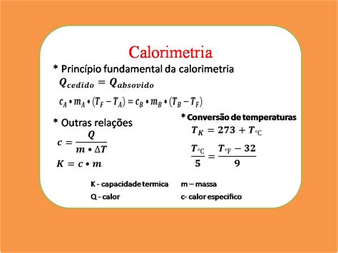 calorimetria formulas